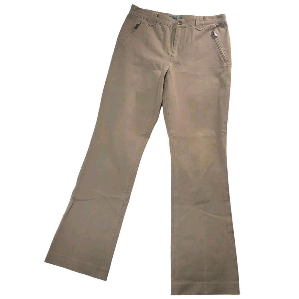 Lauren Ralph Lauren Tan Khaki Straight Leg Zipper Pocket Pants Size‎ 8